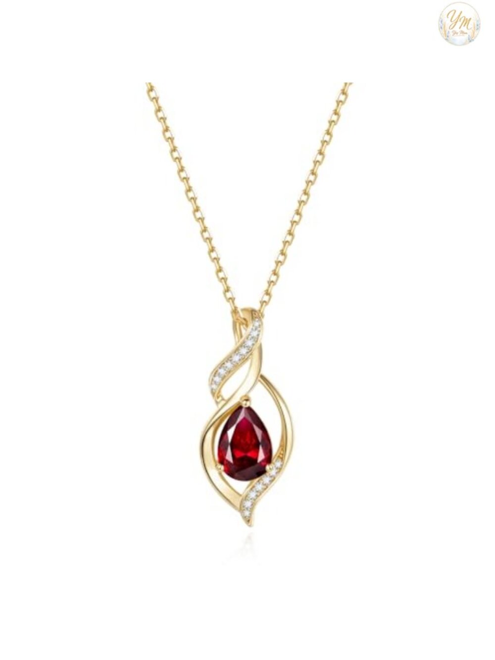 Garnet Birthstone Pendant Necklace for Women Sterling Silver Gold Plated Gift
